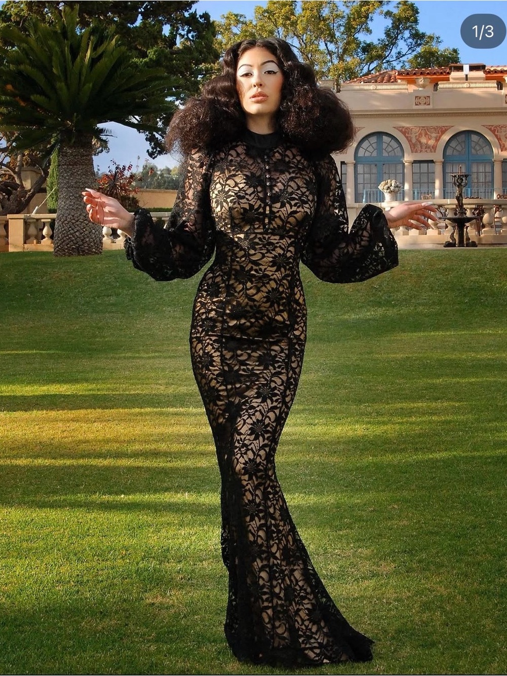 Pinup Couture Laura Byrnes Sarafina Maxi Dress Gown In Black Lace Size S NWT